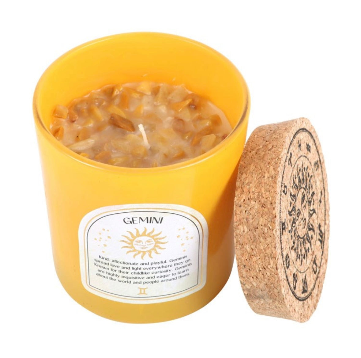 ♊ Gemini Zodiac Candle – Lavender & Cedarwood with Yellow Jade Crystals