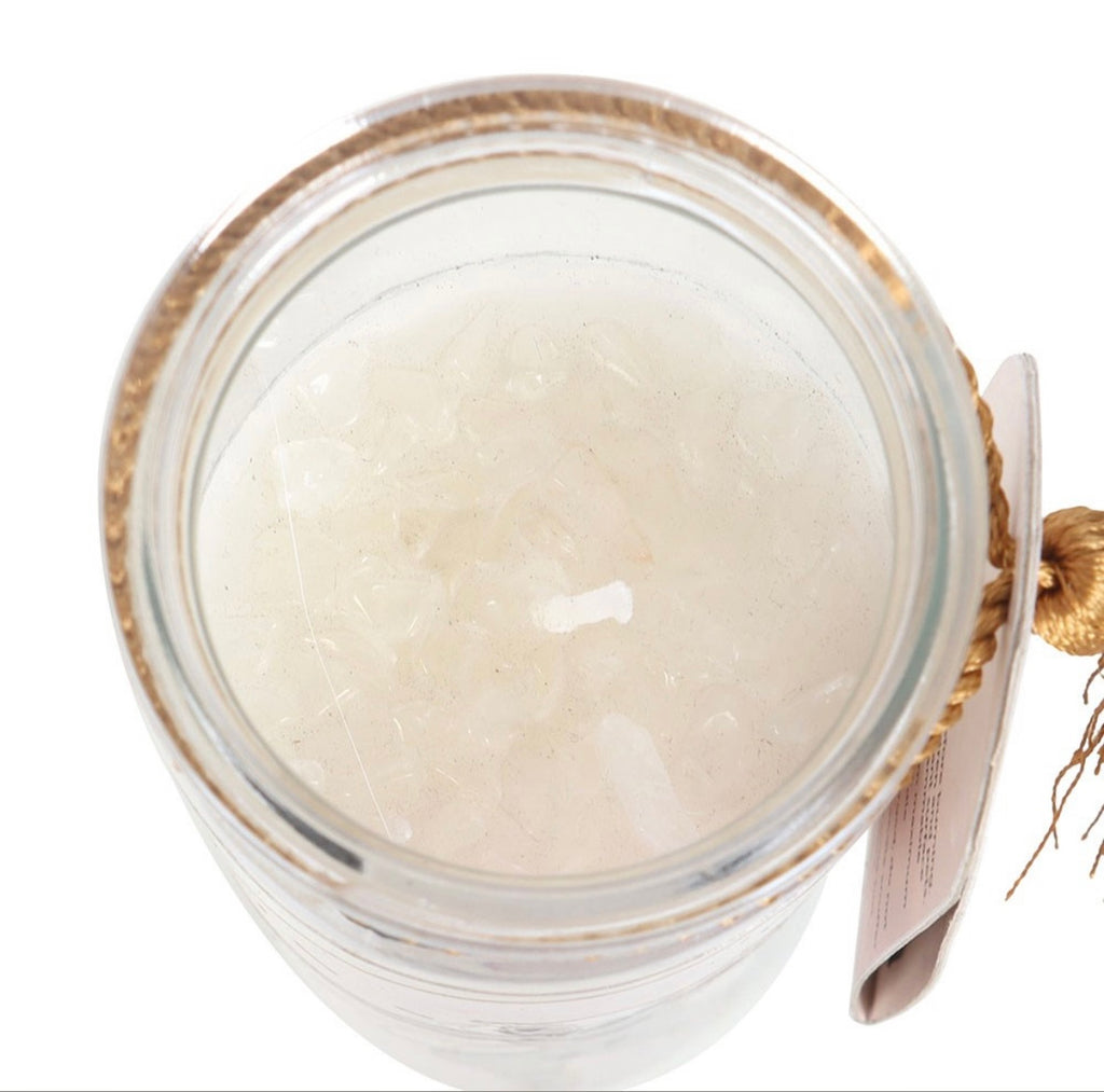 🕊️ Athena Goddess Tube Candle – Clear Quartz Crystals & Orange Blossom