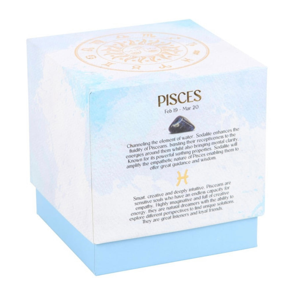♓ Pisces Zodiac Candle – Gardenia with Sodalite Crystal