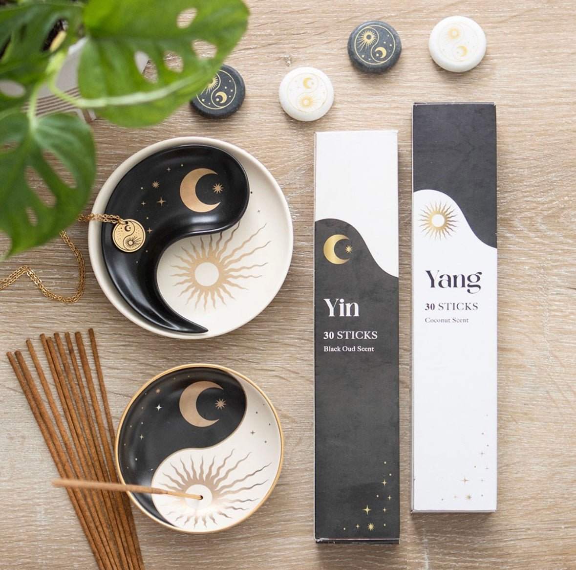 ☯️ Yin & Yang 2-Piece Trinket Dish – Sun & Moon Design