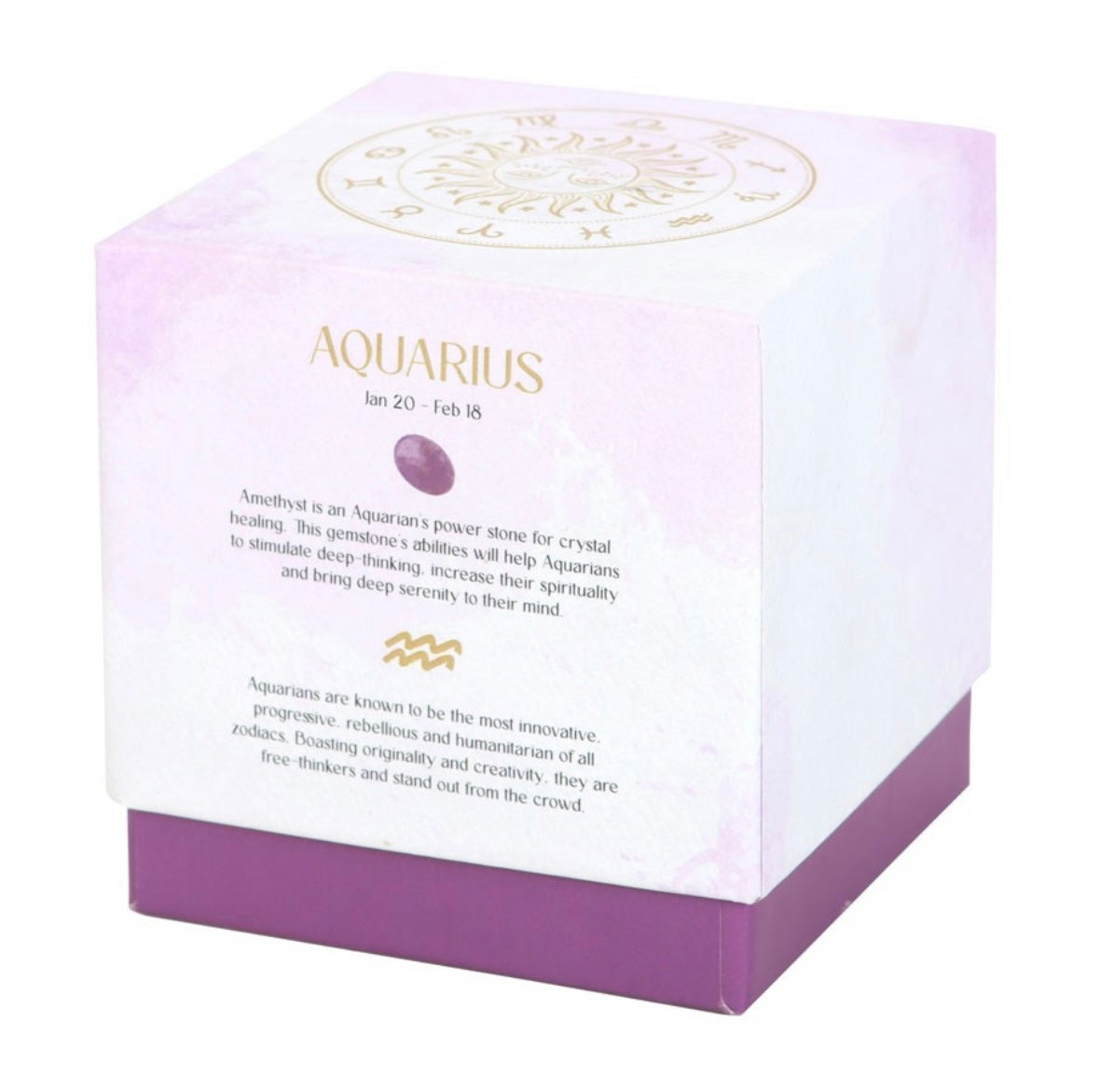 ♒ Aquarius Zodiac Candle – Bergamot & Mandarin with Amethyst Crystals