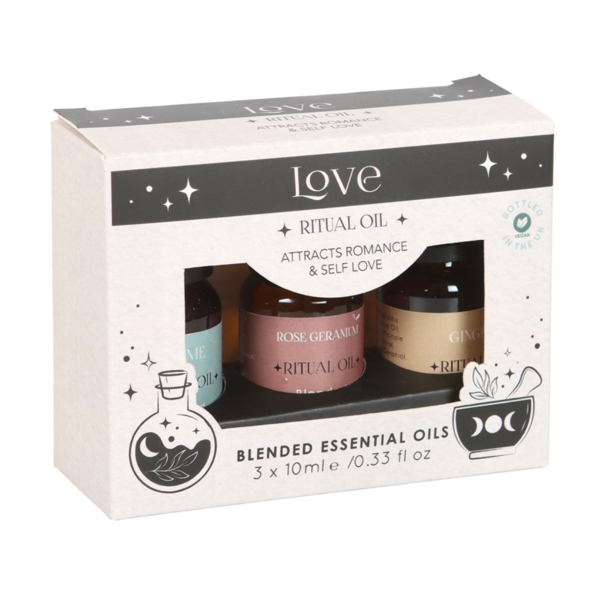 Love Ritual Essential Oil Set – Thyme, Rose Geranium & Ginger (3 x 10ml)
