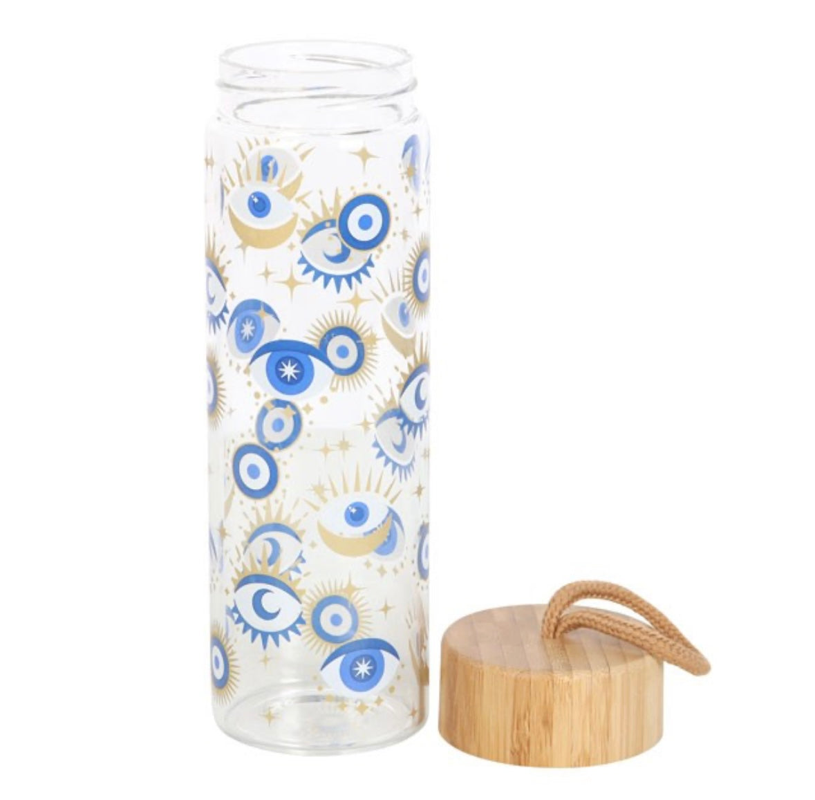 👁️ All Seeing Eye Glass Water Bottle – Reusable Talisman for Protection