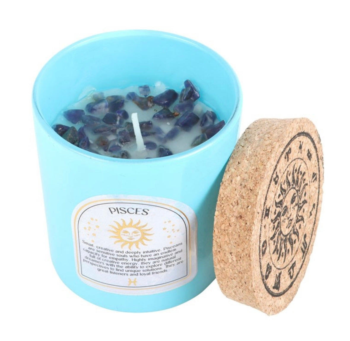 ♓ Pisces Zodiac Candle – Gardenia with Sodalite Crystal