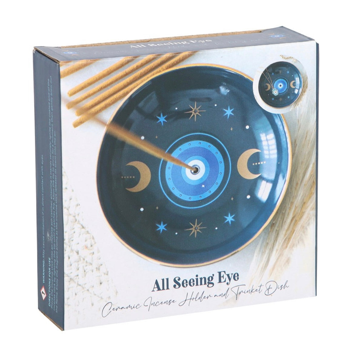 👁️ All Seeing Eye Dark Blue Incense Holder & Trinket Dish