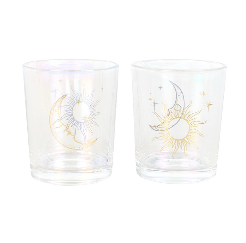 Sun & Moon Iridescent Candle Holders – Set of 2