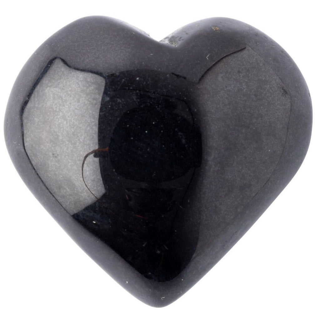 Black Agate Puff Heart – 25–30mm