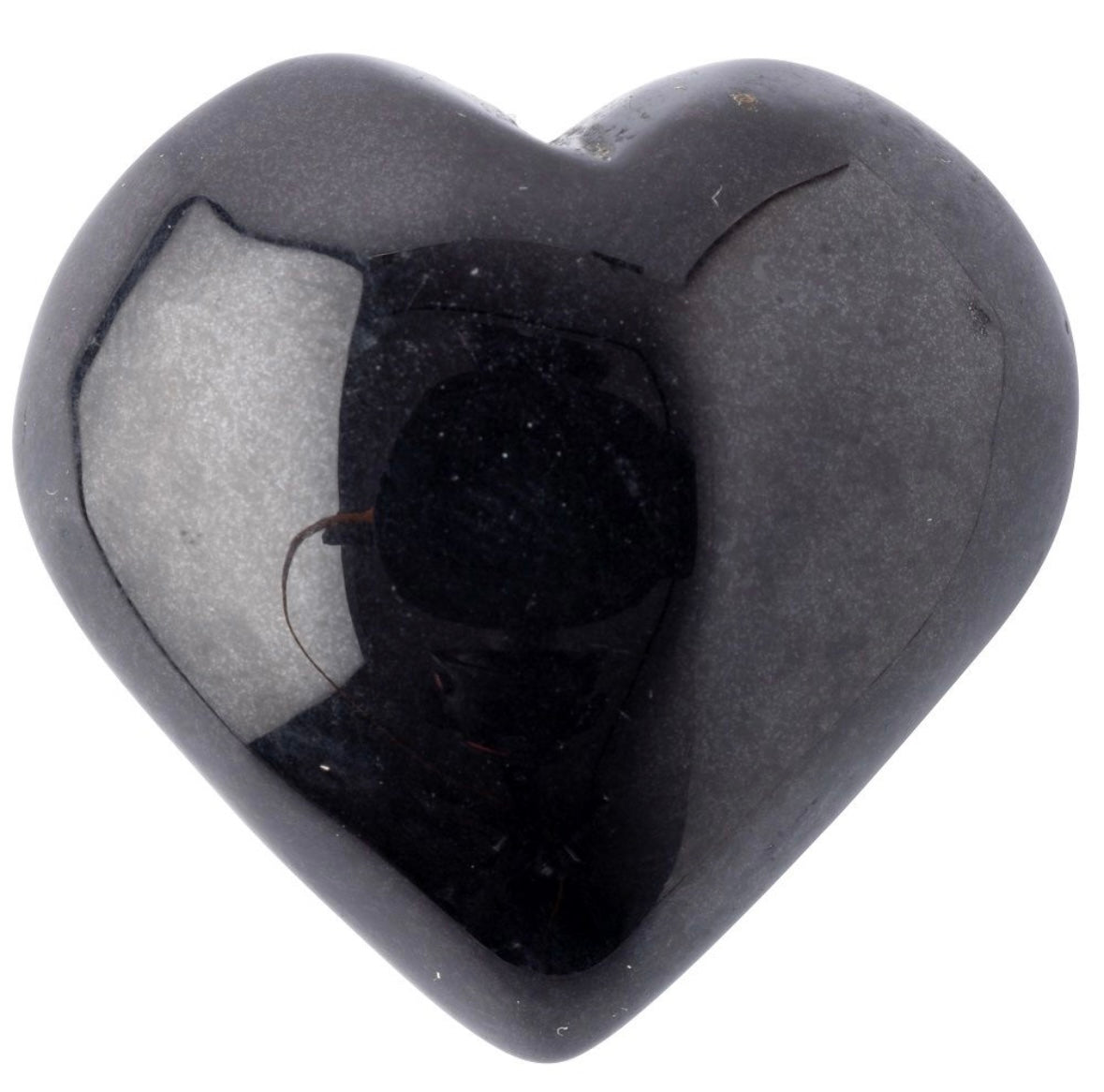 Black Agate Puff Heart – 25–30mm