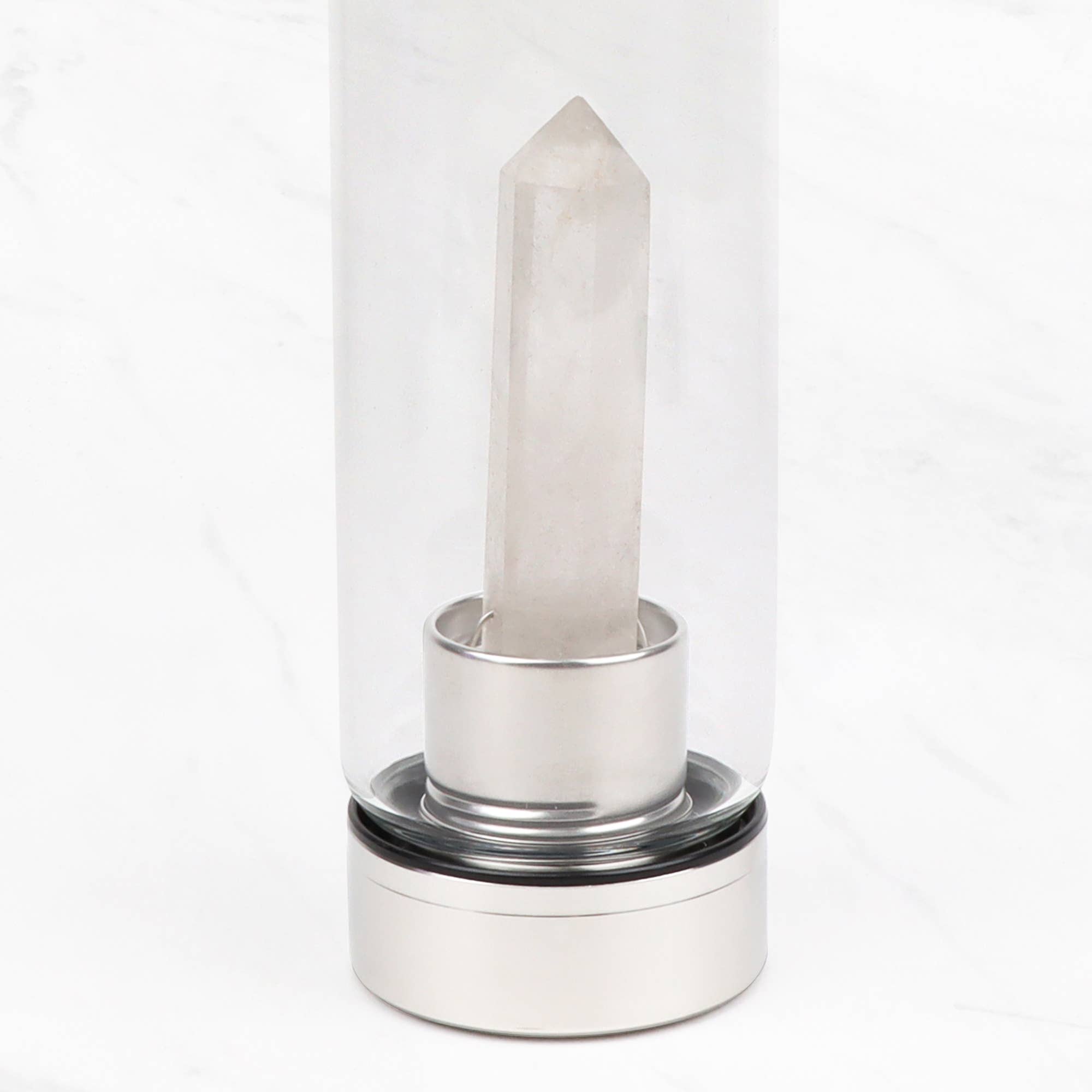 Clear Quartz Crystal Glass Water Bottle